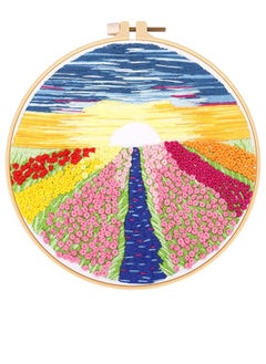 KASTWAVE Embroidery Starter Kit with Pattern and Instructions 3 Sets Cross Stitch Kit Include Embroidery Clothes with Plants Flowers Pattern 1 Embroidery Hoops Color Threads and Tools  - Image 4