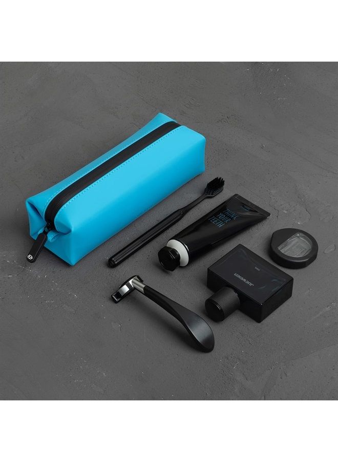 Comfyable Small Toiletry Bag for Women & Men, Slim Travel Makup Bag, Makeup Brush Bag, Cosmetic Bag, Toothbrush Bag, Mini Dopp Kit Bag for Electronics, Tech, Gym, Tiny Everything Bag, Blue - Image 5