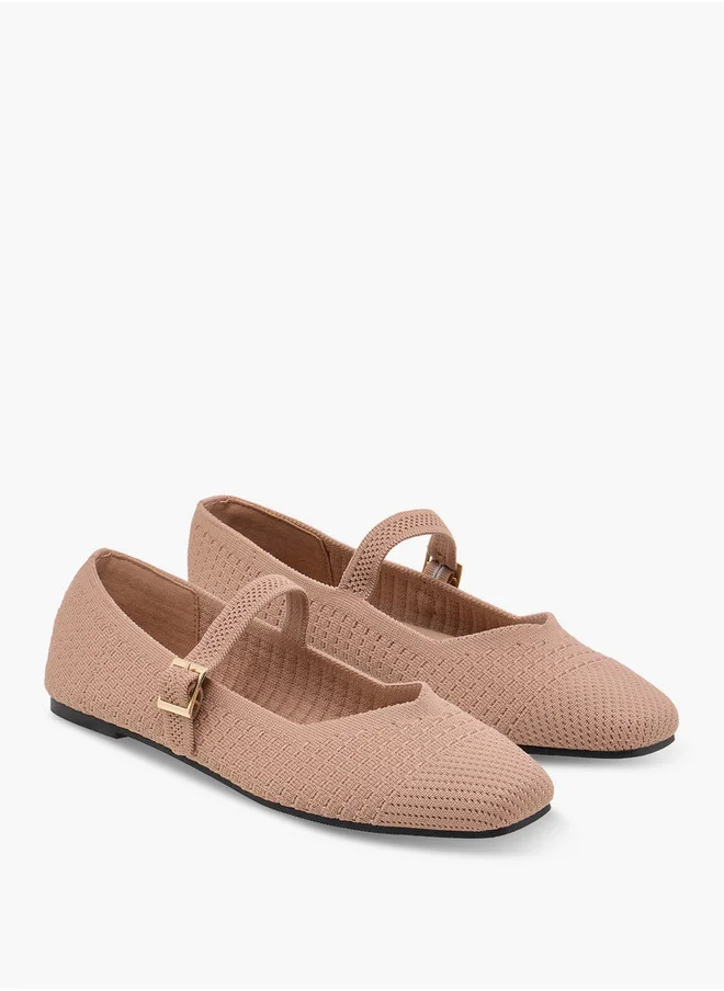 Flora Bella By Shoexpress Women's Textured Mary Jane Shoes with Buckle Closure