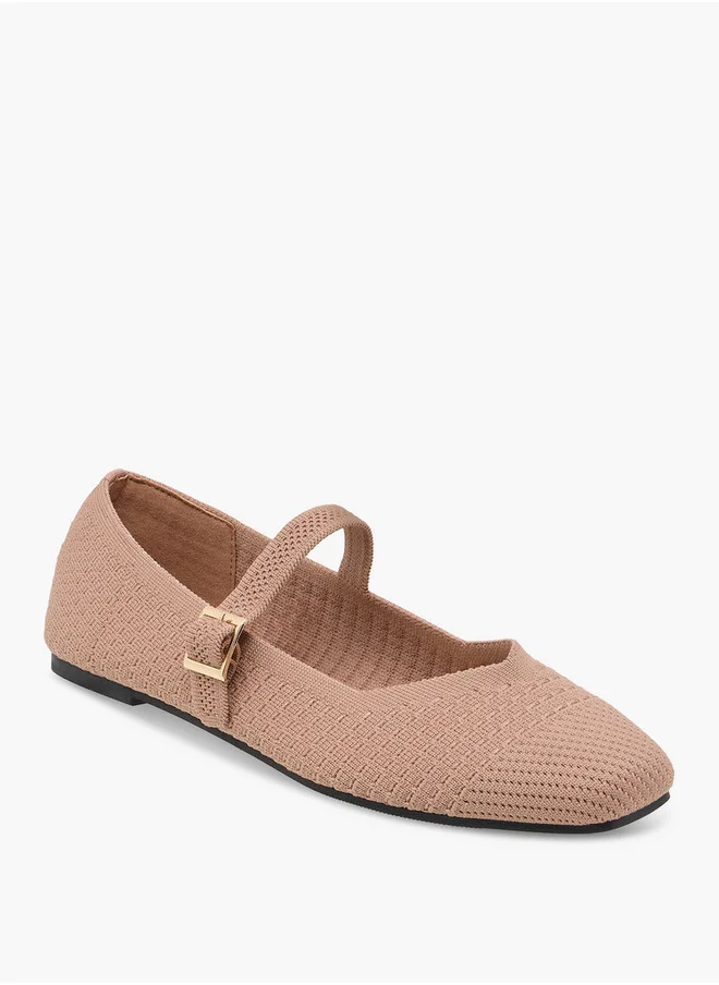 Flora Bella By Shoexpress Women's Textured Mary Jane Shoes with Buckle Closure