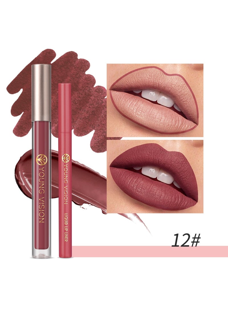 Lip Glaze + Lip Liner 2-piece Set Hulutou Liquid Lip Liner