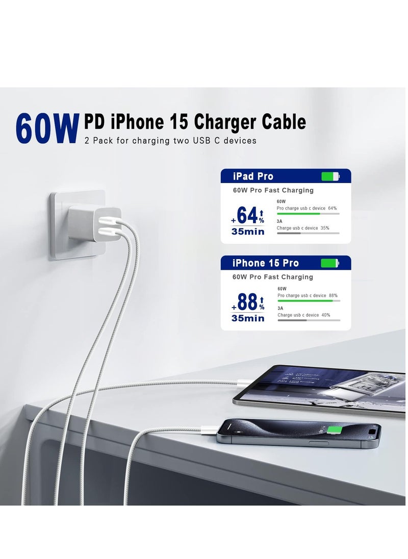 Generic - 2Pack for Apple USB C to USB C Charging Cable ,Fast Charger Cord for iPhone 15/15 Pro/15 Plus/15 Pro Max, for MacBook Pro/2019/18/17/16,for IPad Air 4/5/Mini 6/Pro 12.9/11 USB Type C - Image 1