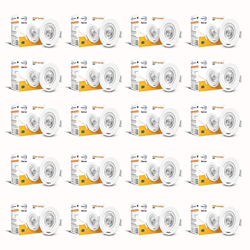 Wipro Garnet 3W Round Led Wave Spotlight|Cob Spotlight for Ceiling|Cool White Light (6500K)|Adjustable Design|Recessed Tiltable Downlighter for False Ceiling|Cutout - 60 Mm|Pack of 20 - Image 1