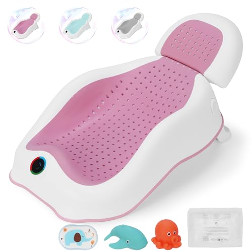 babove Baby Bath Support | Newborn Bathtub, With Thermometer, Collapsible, Ergonomically Designed, Baby Tubs for Newborn Essentials Must Haves (Pink) - Image 1