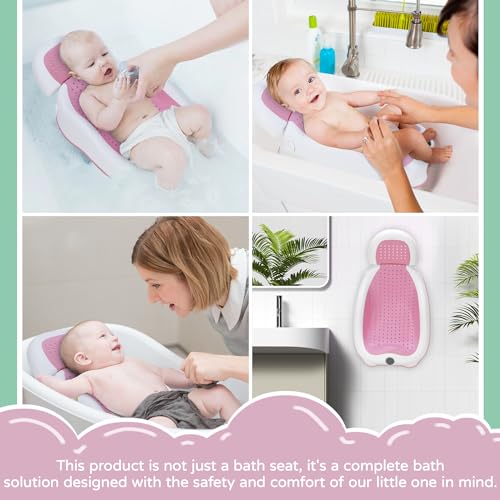 babove Baby Bath Support | Newborn Bathtub, With Thermometer, Collapsible, Ergonomically Designed, Baby Tubs for Newborn Essentials Must Haves (Pink) - Image 3