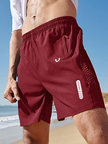 NORTHYARD Men's Athletic Running Shorts Gym Workout Shorts 7"/ 9"/ 5" Quick Dry Lightweight Sports Basketball Exercise Tennis Exercise WineRed 2XL - Image 2