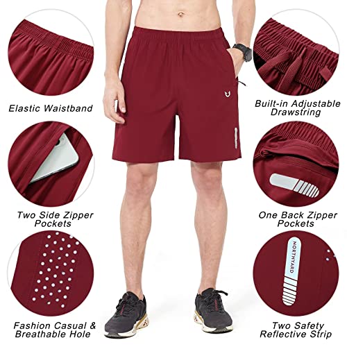 NORTHYARD Men's Athletic Running Shorts Gym Workout Shorts 7"/ 9"/ 5" Quick Dry Lightweight Sports Basketball Exercise Tennis Exercise WineRed 2XL - Image 4
