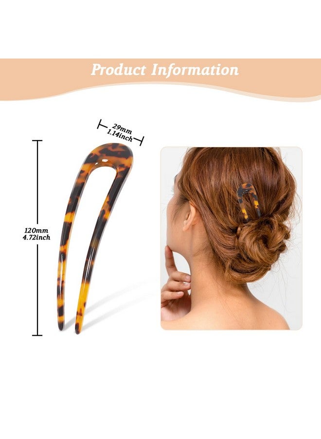 Benefree Elevate Your Style With Benefree French Hair Pins 2Pack Of 4.72Inch Tortoise Shell Ushape Hair Forks Classic Cellulose Acetate Bun Hair Sticks Chignon Vintage Hairstyle Accessories - Image 2