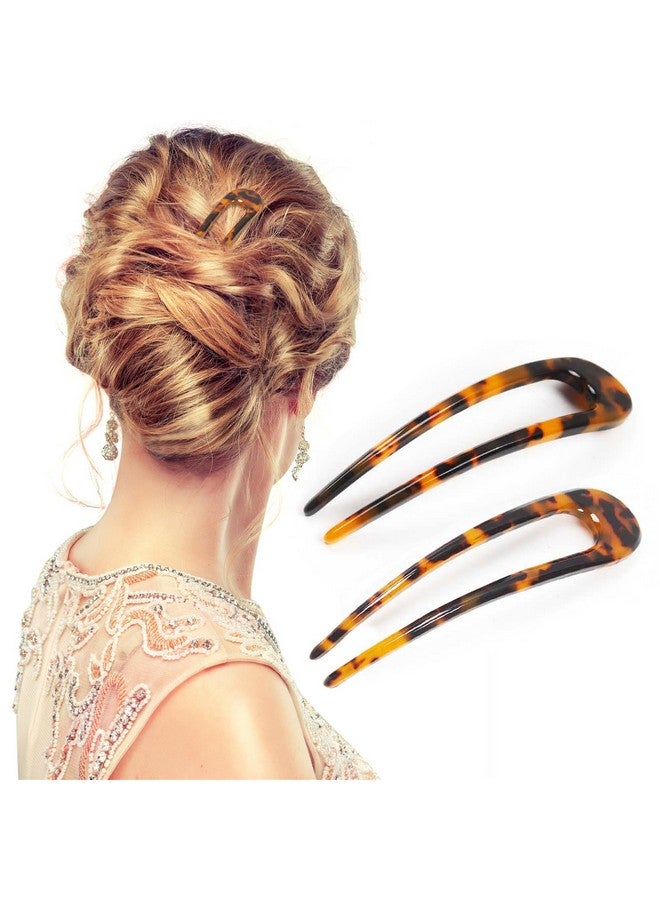 Benefree Elevate Your Style With Benefree French Hair Pins 2Pack Of 4.72Inch Tortoise Shell Ushape Hair Forks Classic Cellulose Acetate Bun Hair Sticks Chignon Vintage Hairstyle Accessories - Image 1