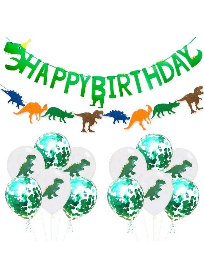 TTSAM Dinosaur Themed Happy Birthday Banner Party Decorations,Jurassic World Party Supplies Set for Kids Birthday Parties and Baby Shower Dino Birthday Colorful Felt Banner Latex Dinosaur Balloons Photo Pro - Image 1