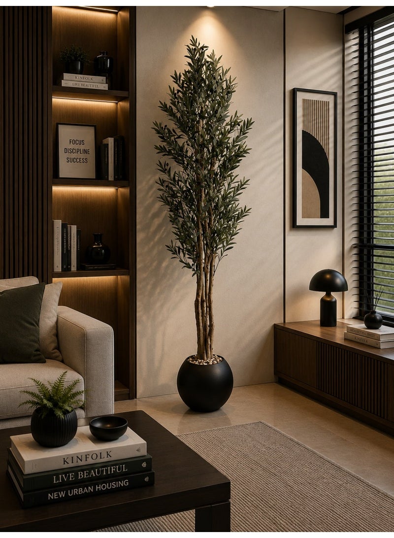 Al-Rawasem House Artificial olive tree with perfect artificial tropical leaves, this lifelike artificial tree is ideal for home decor. Available in multiple sizes. - Image 1