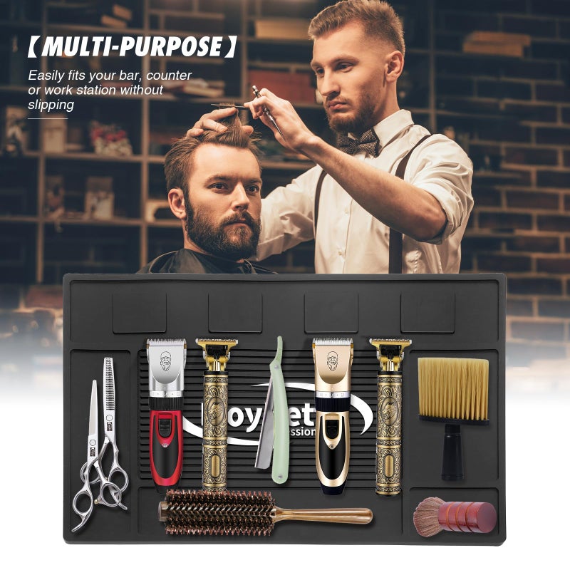 MoyRetty Magnetic Barber Organizer Mat for Clippers(17.7'' x 11.8''), Professional Anti-Slip Heat-Resistant Silicone Pad for Hair Stylist Supplies- 4 Magnets - Image 4