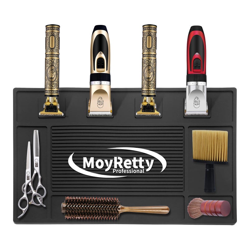 MoyRetty Magnetic Barber Organizer Mat for Clippers(17.7'' x 11.8''), Professional Anti-Slip Heat-Resistant Silicone Pad for Hair Stylist Supplies- 4 Magnets - Image 5