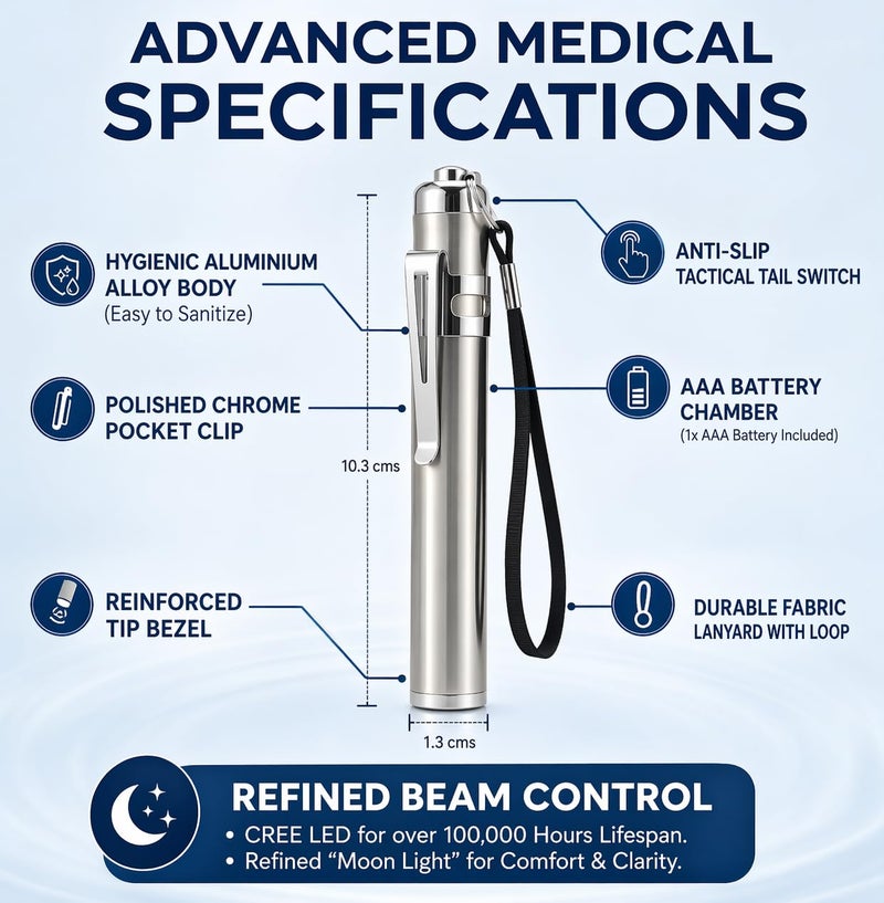 Magicwand Pen Torch Bright LED Pocket Torch for Doctors ⦗2 Pcs⦘,Nurses & Medical Students – Lightweight Moon Torch for Clinical Use - Image 2