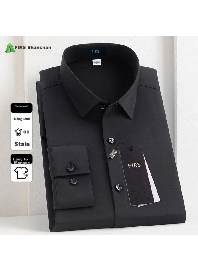 FIRS Firs Men's Triple-protection Long Sleeve Dress Shirt, Wrinkle-resistant, No-iron, Business Casual Work Uniform Formal Wear Top Shirt For Men  - Image 1
