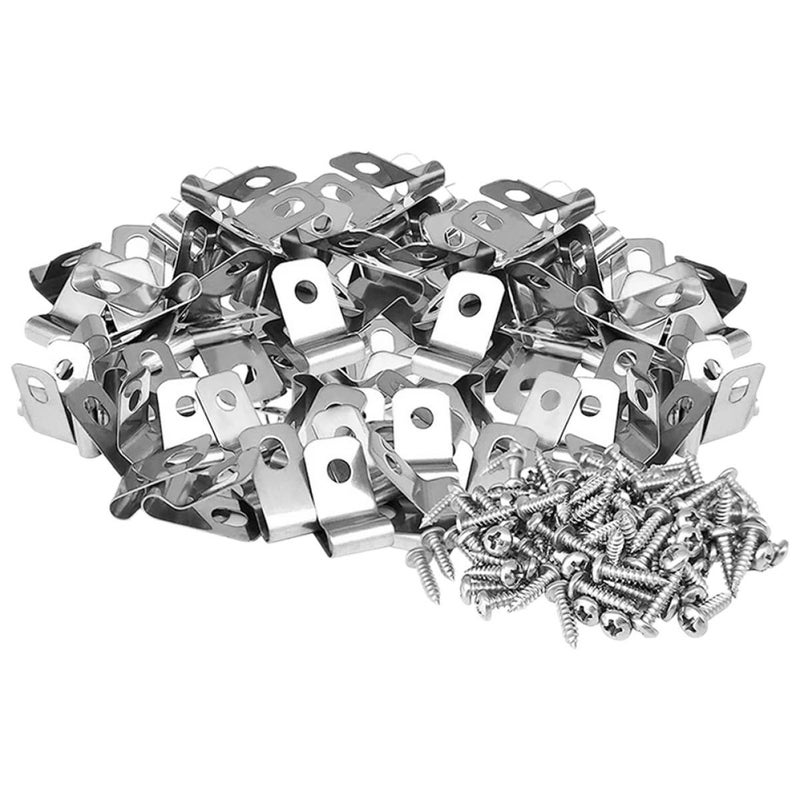 Heavy Duty Stainless Steel Wire Fence Clamps with Screws 100 Sets for Wood and Metal Posts - Image 2