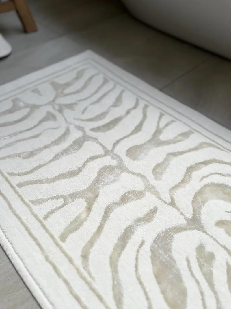بلونيتي Zebra Natural Cotton Bath Mat 60X100 cm - White