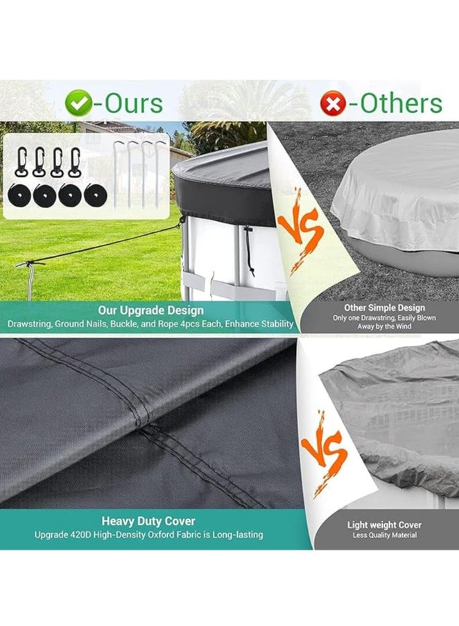 general Round Pool Cover, Above-Ground Solar Pool Cover, Indoor Pool Protector with Lanyard Design for Increased Stability, Hot Tub Cover, Water & Dust Resistant, 12 Feet, Black - Image 4