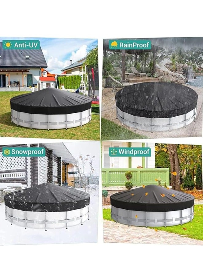 general Round Pool Cover, Above-Ground Solar Pool Cover, Indoor Pool Protector with Lanyard Design for Increased Stability, Hot Tub Cover, Water & Dust Resistant, 12 Feet, Black - Image 5