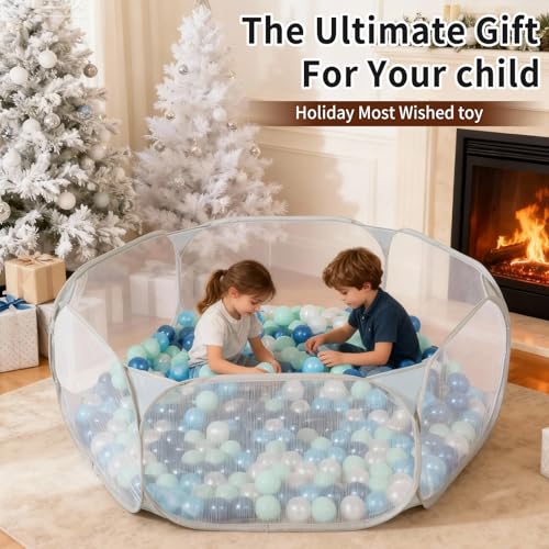 Heopeis Kids Ball Pit Large Pop Up Toddler Ball Pits 47inches Play Tent for Toddlers Girls Boys for IndoorOutdoor Play Tent with Carry Tote Balls Not Included Gray - Image 5