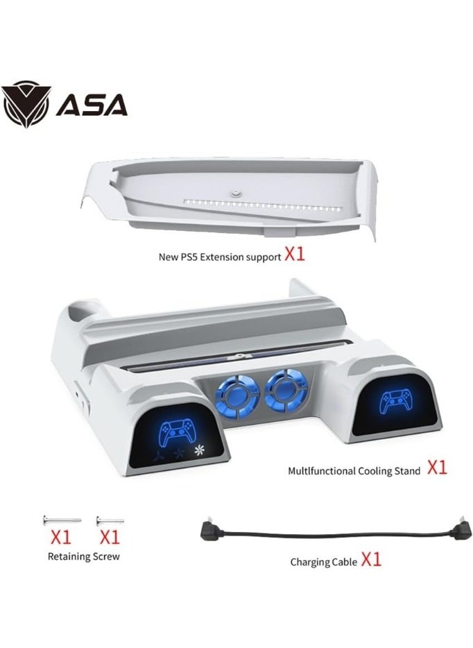 ASA - PS5 Stand with 2 Cooling Fans, Dual Fast Charging Station for PS5 Console with Game Storage, PS5 Accessories Vertical Stand for Sony Playstation 5 Disc and Digital Editions - Image 1