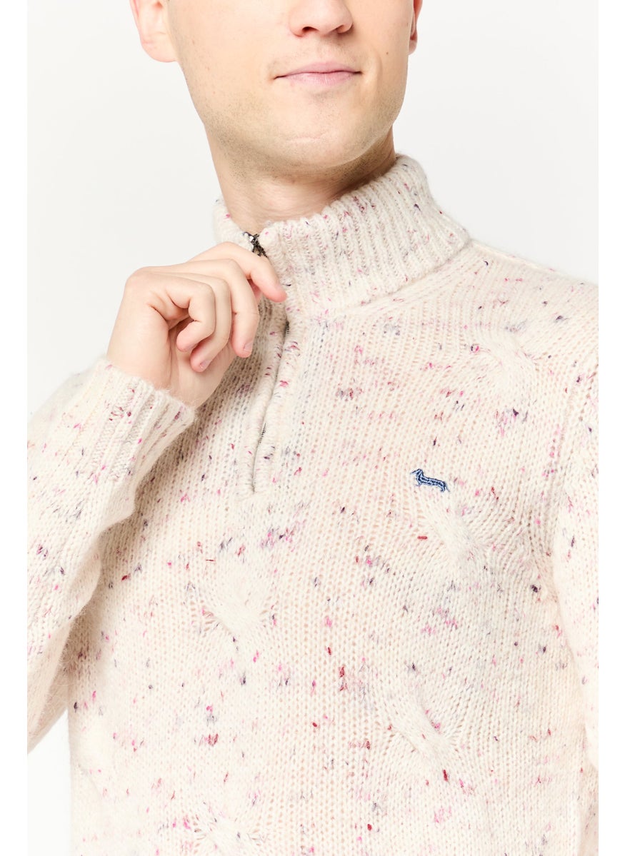 Harmont & Blaine Men Mock Neck Embroidered Logo Sweater, Multicolor  - Image 3