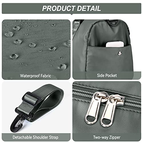 BJLFS Gym Bag for Women Men with Shoes Compartment and Wet Pocket,Sport Swimming Yoga Bag,Waterproof Travel Duffel Bag Small Carry on Bag Overnight Weekender Bags Personal Item Bag for Airlines Olive Green - Image 4