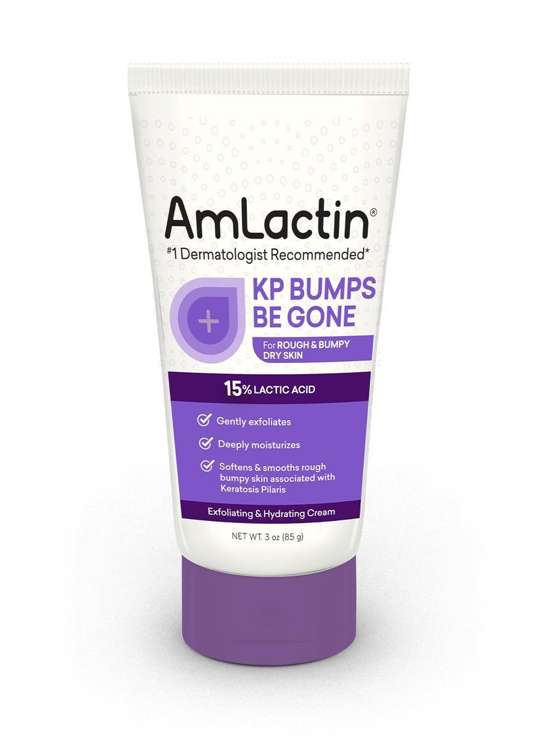 AmLactin KP Bumps Be Gone 3 oz Keratosis Pilaris Moisturizing Cream with 15% Lactic Acid Exfoliator and Moisturizer for Dry Rough and Bumpy Skin Packaging May Vary - Image 1