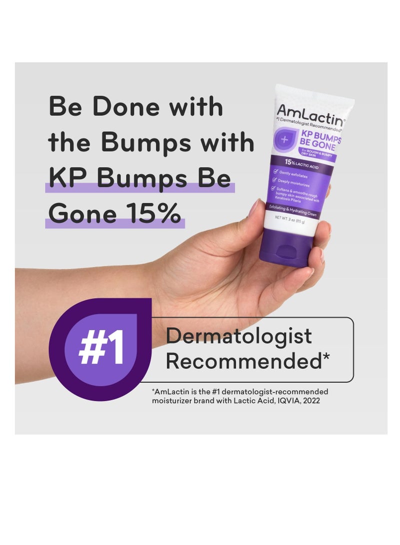 AmLactin KP Bumps Be Gone 3 oz Keratosis Pilaris Moisturizing Cream with 15% Lactic Acid Exfoliator and Moisturizer for Dry Rough and Bumpy Skin Packaging May Vary - Image 2