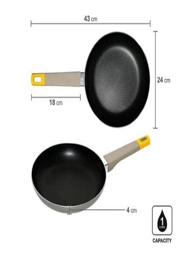 LAVNIK Fry Pan with Plastic Long Handle Non-Stick Coating for Baking Eggs, Pancakes, Delicate Fish, Crepes, Cheesy Dishes, Pan Sauces, Browning Butter, Fry Pan 24 cm Diameter - Image 4