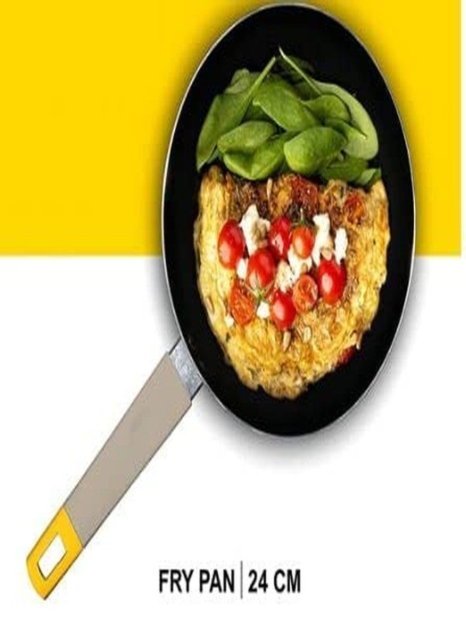LAVNIK Fry Pan with Plastic Long Handle Non-Stick Coating for Baking Eggs, Pancakes, Delicate Fish, Crepes, Cheesy Dishes, Pan Sauces, Browning Butter, Fry Pan 24 cm Diameter - Image 3