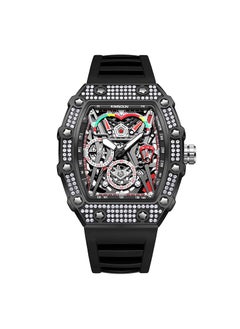 New Kingston Barrel-Shaped Mens Waterproof Diamond Quartz Watch black shell black belt