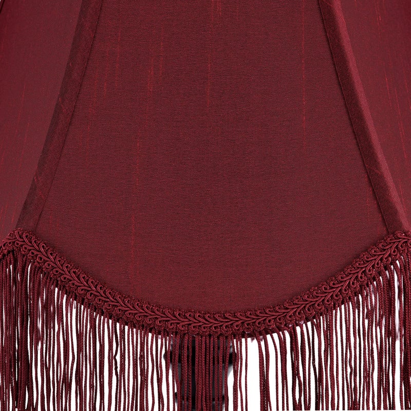 GO&SO Set of 2 Burgundy Silk Scalloped Lamp Shade, Petal Edge Braid with Burgundy Fringe Trim, 6"x13"x10.6"(Spider), Victorian Bell Lamp Shades, Replacement Shades for Table,Floor Lamps, Easy Assembly - Image 3