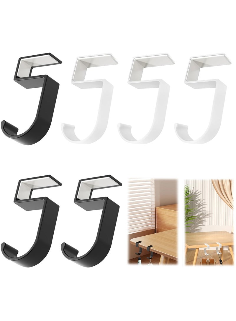 CMGTYYD 6 Pcs Bag Hooks for Table,Portable Handbag Hooks for Tables,Aluminium Backpack Hook,Handbag Hook for Desk,2 Colors Bag Holder for Backpacks, School Bags, Purses, Umbrellas, Headphones, Bags  - Image 1