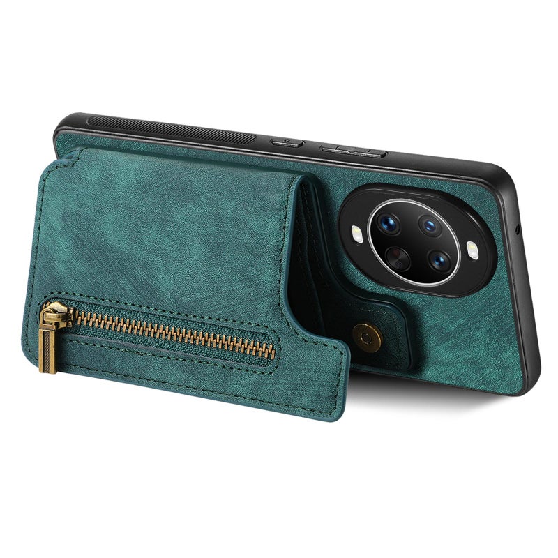 إيروريكس جراب خلفي بسحاب من الجلد بتصميم كلاسيكي لهاتف هواوي نوفا 14 (أخضر) - Image 3