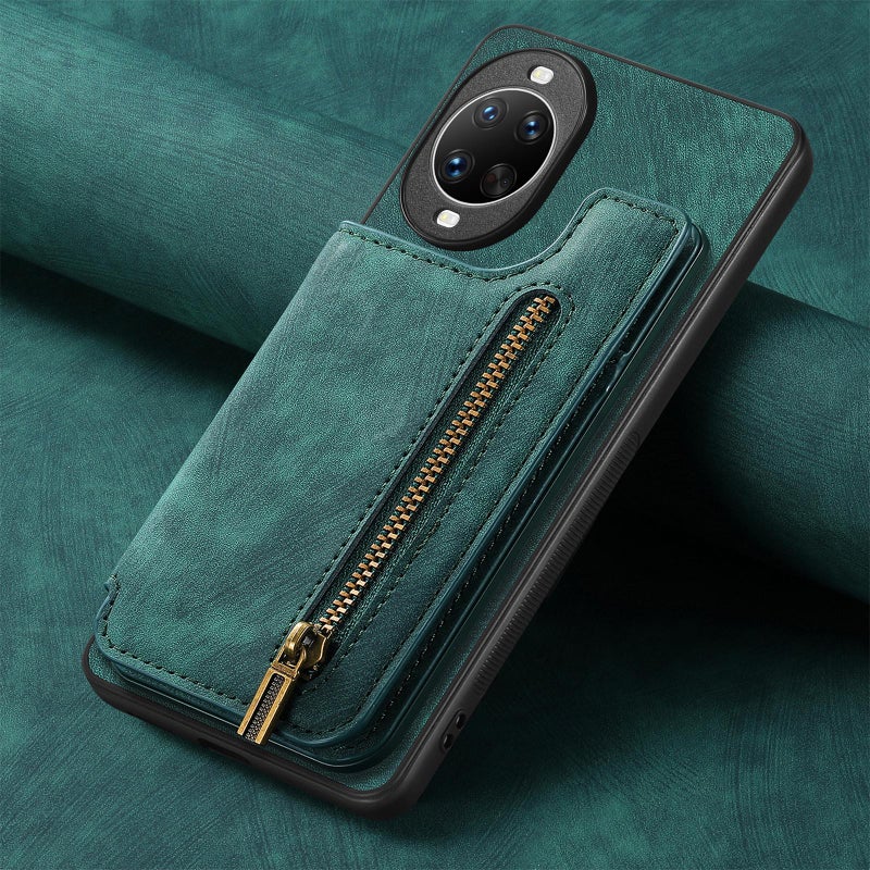 إيروريكس جراب خلفي بسحاب من الجلد بتصميم كلاسيكي لهاتف هواوي نوفا 14 (أخضر) - Image 5