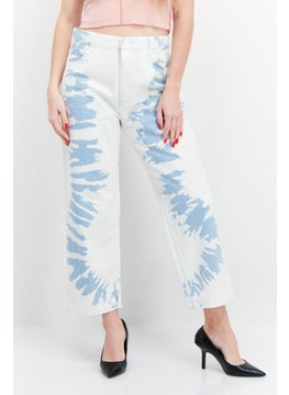 Bershka Women Straight Cropped  Wash Non-Stretchable Denim, White/Blue  - Image 1