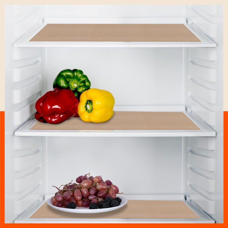 Bathla رول الثلاجة من باثلا 45 سم × 150 سم رول لخزانة المطبخ حمام طاولة ثلاجة مقاوم للحرارة متعدد الاستخدامات قابل للغسل قابل لإعادة الاستخدام بتصميم ماسي غير قابل للانزلاق VEGA 380 GSM بيج عبوة من 3 - Image 2