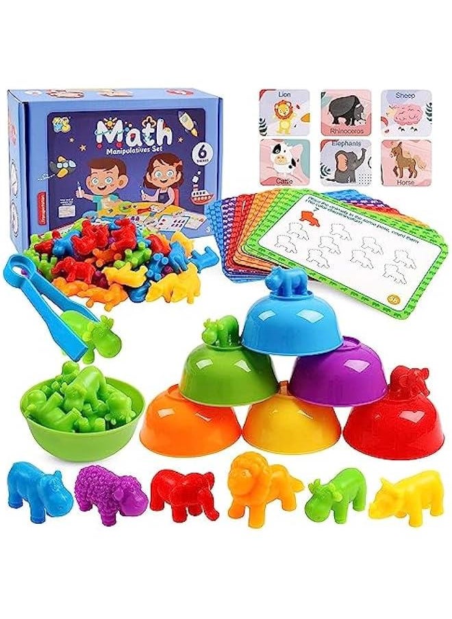 HOOKOR - Counting Dinosaurs Toys Matching Games for Kids,Sorting Bowls Toddler Preschool Learning Activities Kindergarten Math Counter Montessori Fine Motor Skills Toys Age 3 4 5 Years (Animals) - Image 1
