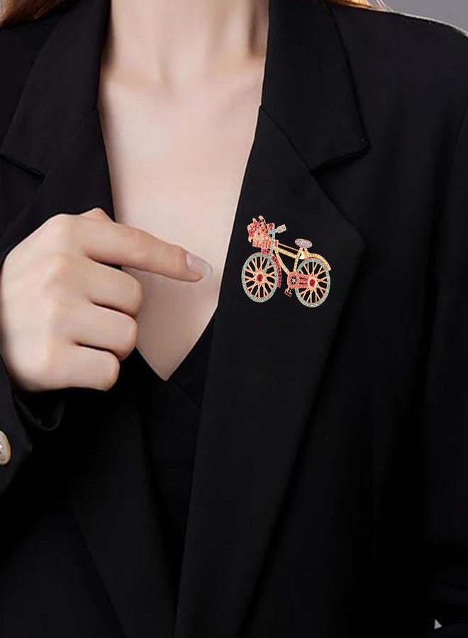 Mahi Multicolor Crystals Studded Cycle Brooch with Rose Gold Plating for Women (BP1101233ZMul) - Image 3