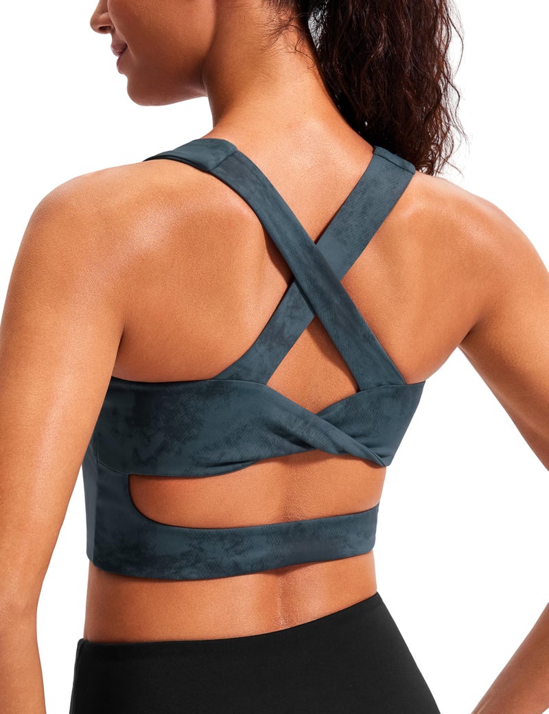 JOYSPELS Stunning Criss-Cross Back Sports Bra, Buttery Soft Longline Yoga Tank Top with Removable Padding, Padded Open-Back Workout Top for Pilates, Barre & Medium-Impact Gym - Image 1
