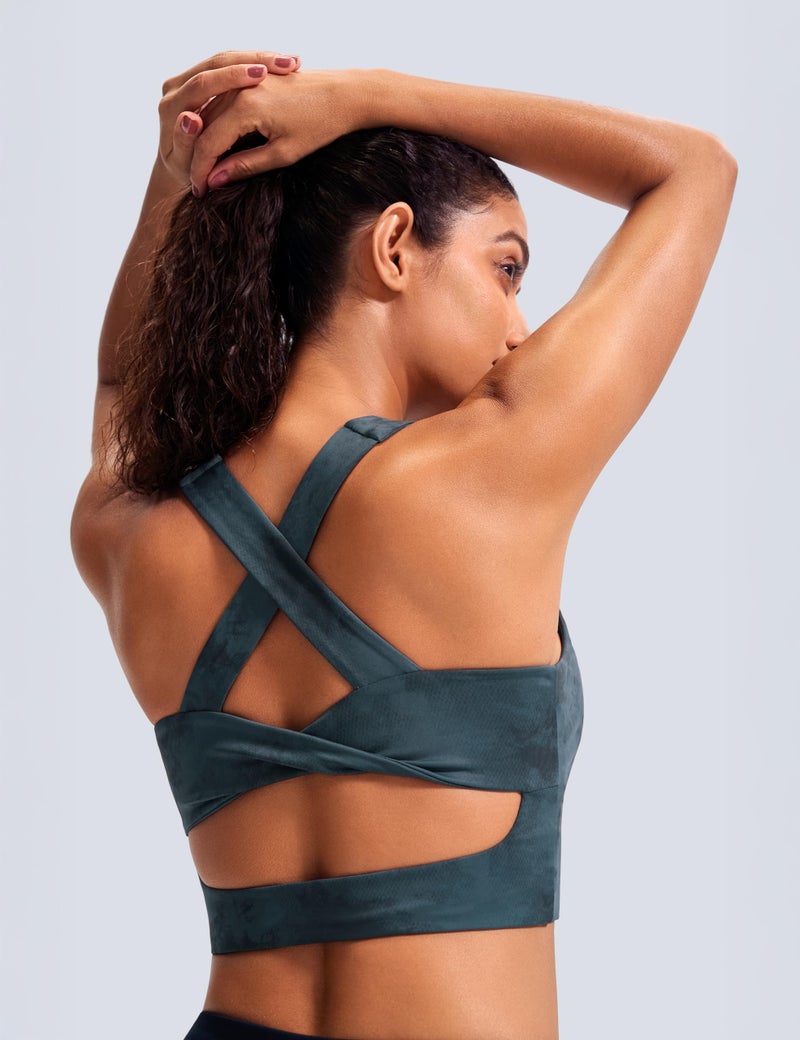 JOYSPELS Stunning Criss-Cross Back Sports Bra, Buttery Soft Longline Yoga Tank Top with Removable Padding, Padded Open-Back Workout Top for Pilates, Barre & Medium-Impact Gym - Image 4