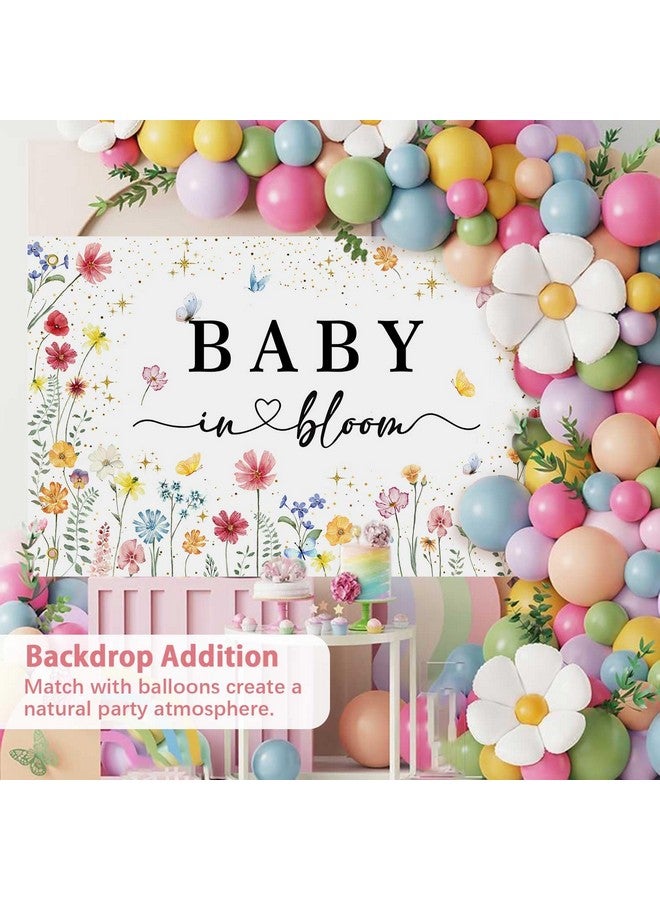 Heboland Wildflower Baby in Bloom Backdrop Banner Baby Shower Decorations for Girls, Large Size 3 x 5Ft Polyester Spring Floral Baby in Bloom Backdrop Banner - Image 2