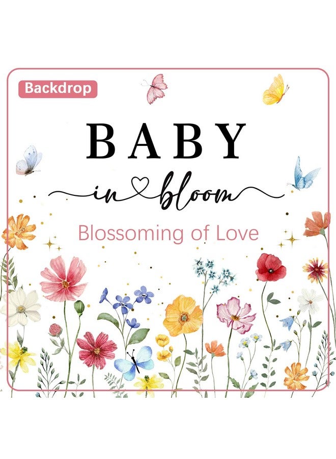 Heboland Wildflower Baby in Bloom Backdrop Banner Baby Shower Decorations for Girls, Large Size 3 x 5Ft Polyester Spring Floral Baby in Bloom Backdrop Banner - Image 5