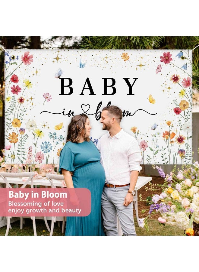 Heboland Wildflower Baby in Bloom Backdrop Banner Baby Shower Decorations for Girls, Large Size 3 x 5Ft Polyester Spring Floral Baby in Bloom Backdrop Banner - Image 3