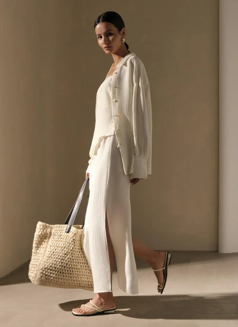Lichi  Straight maxi skirt from textured fabric for Women | Best Price UAE