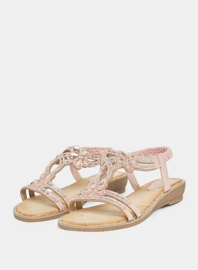 ستايلي Embellished Strap Flat Sandals