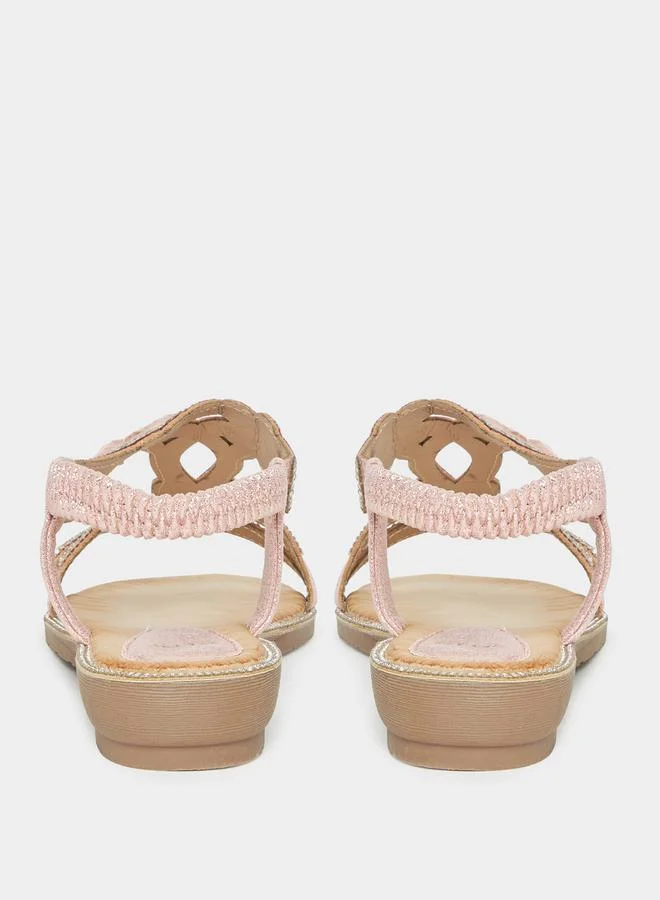 ستايلي Embellished Strap Flat Sandals