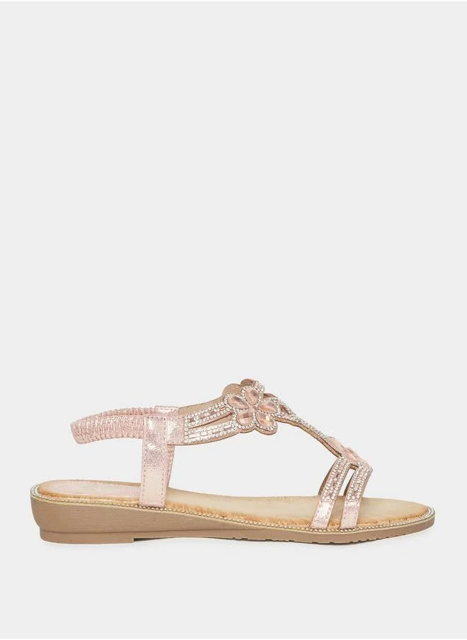 ستايلي Embellished Strap Flat Sandals