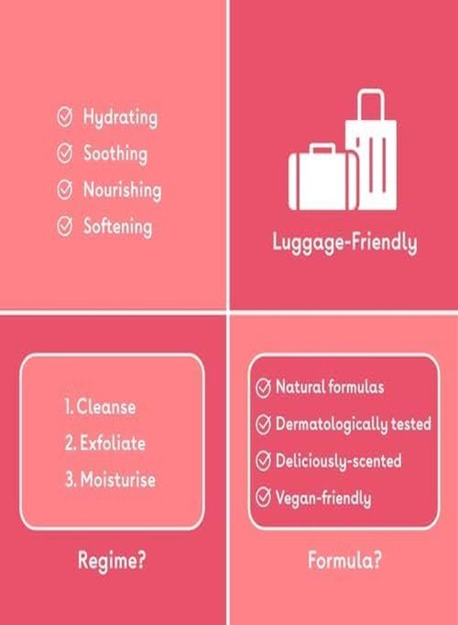 كيو+إيه مجموعة هدايا العناية بالجسم للسفر من كيو+إيه، تحتوي على غسول للجسم بحمض الهيالورونيك، ومقشر للجسم بحمض ألفا هيدروكسي، ولوشن للجسم بالسيراميد، كل قطعة 50 مل - Image 4